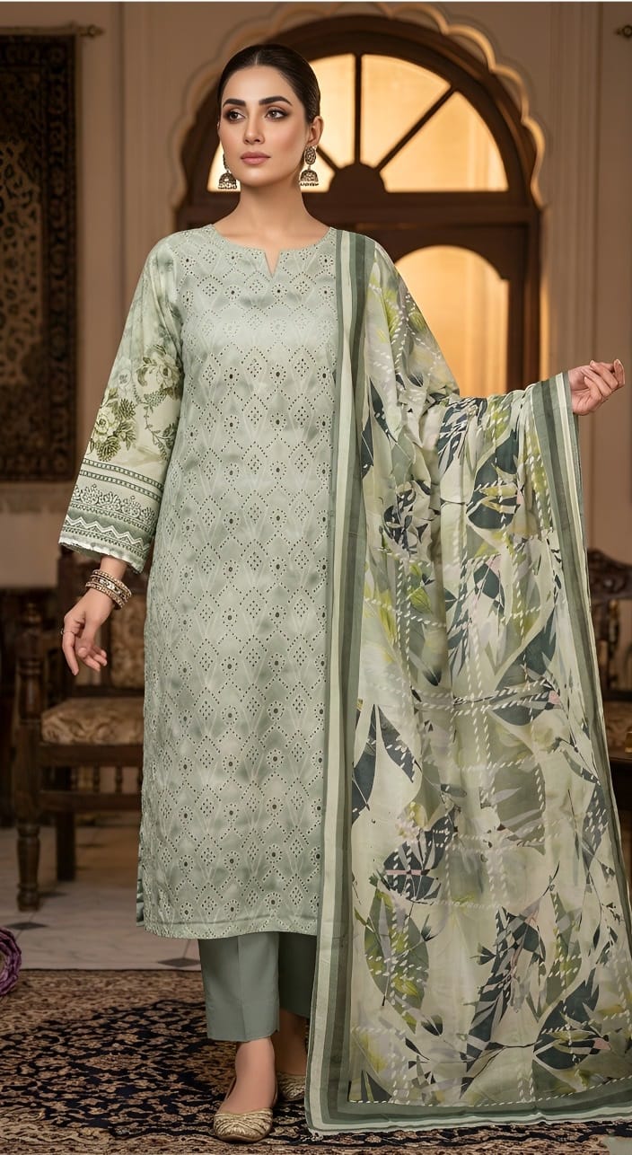 Chikankari Lawn Unstitched Suit – 3 Piece