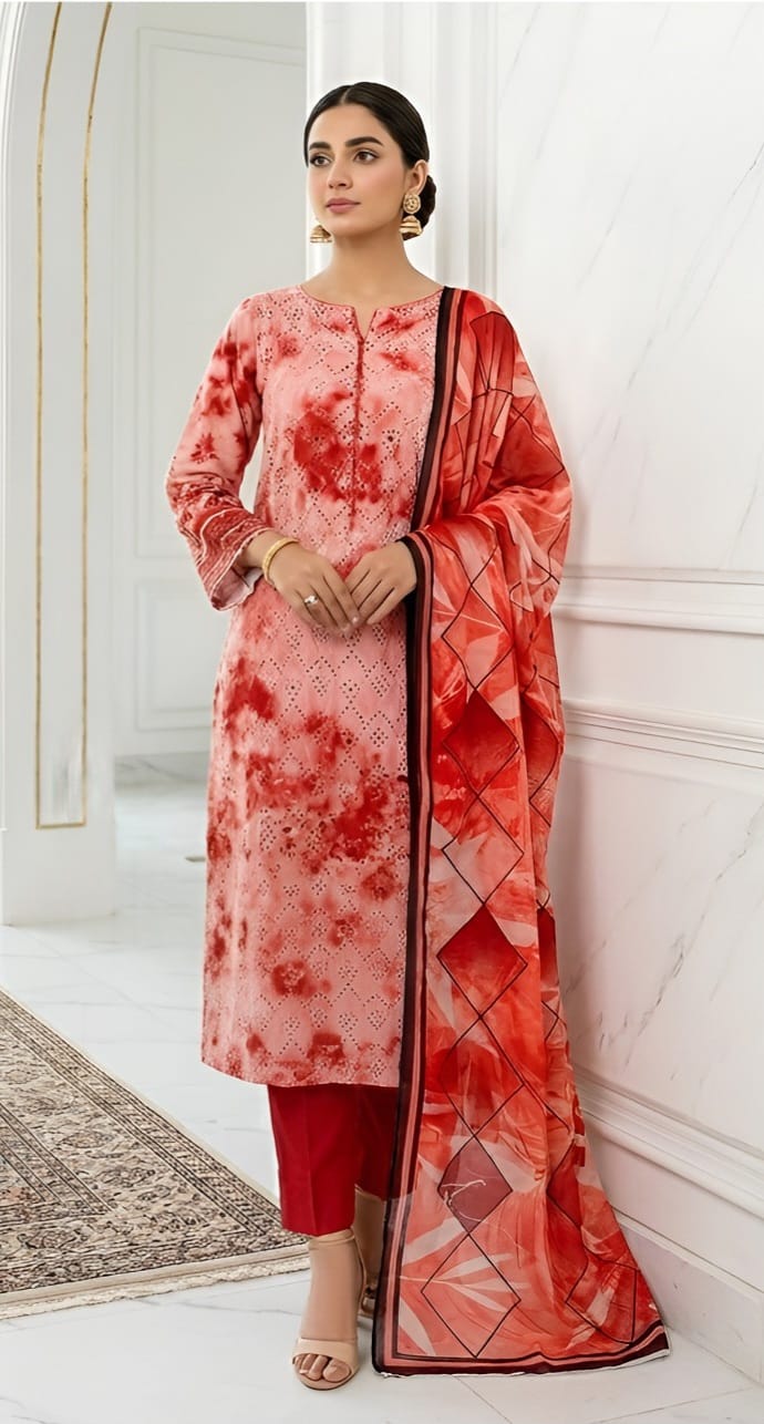 Chikankari Lawn Unstitched Suit – Zeba | 3 Piece