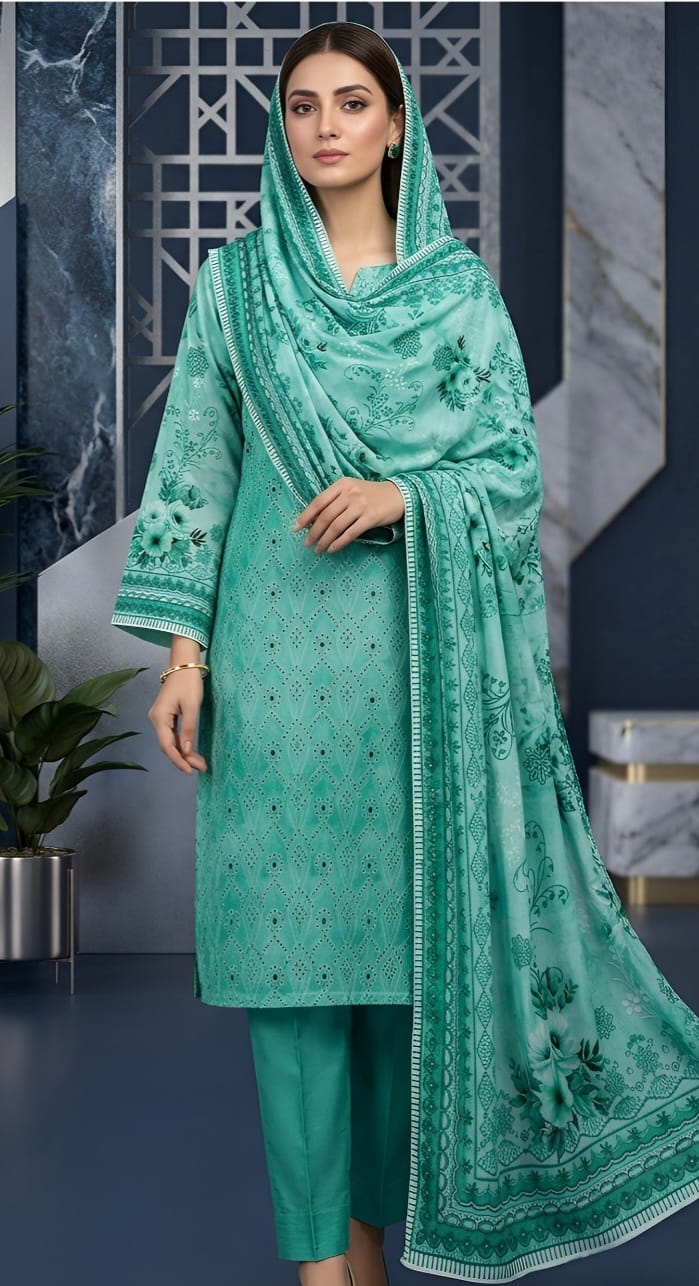 Chikankari Lawn Unstitched Suit – 3 Piece