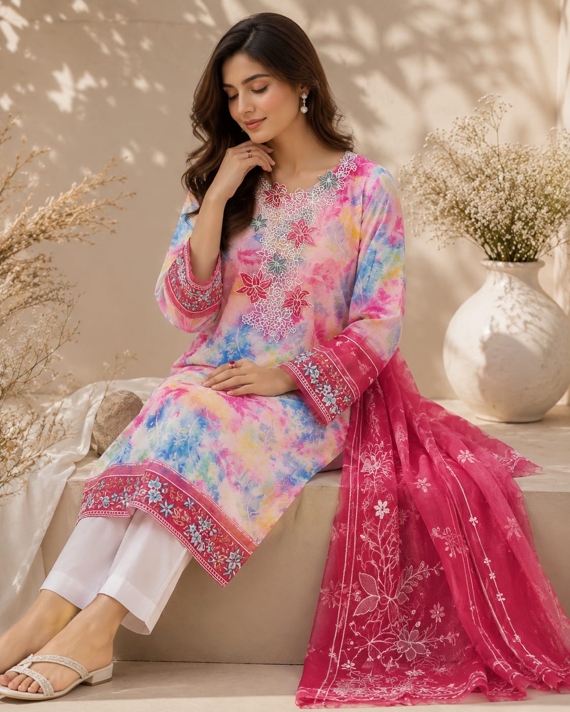 EMBROIDERED LAWN UNSTITCHED SUIT – 3 PIECE