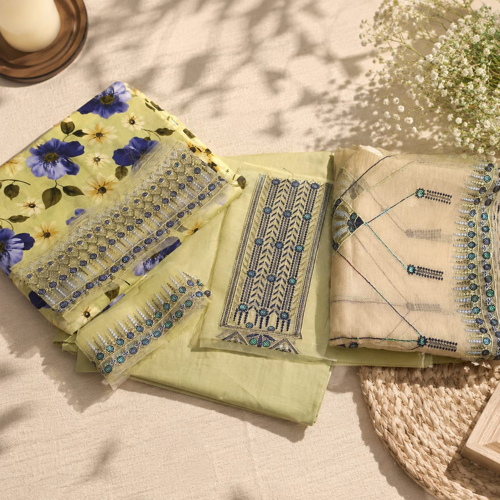 EMBROIDERED LAWN UNSTITCHED SUIT – 3 PIECE