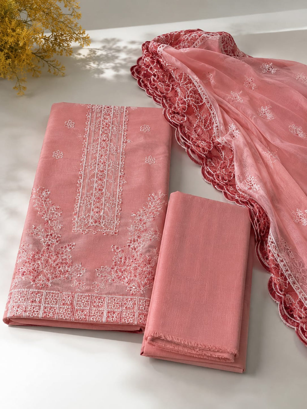 Premium Bara Dora Lawn Embroidered Unstitched Suit – 3 Piece