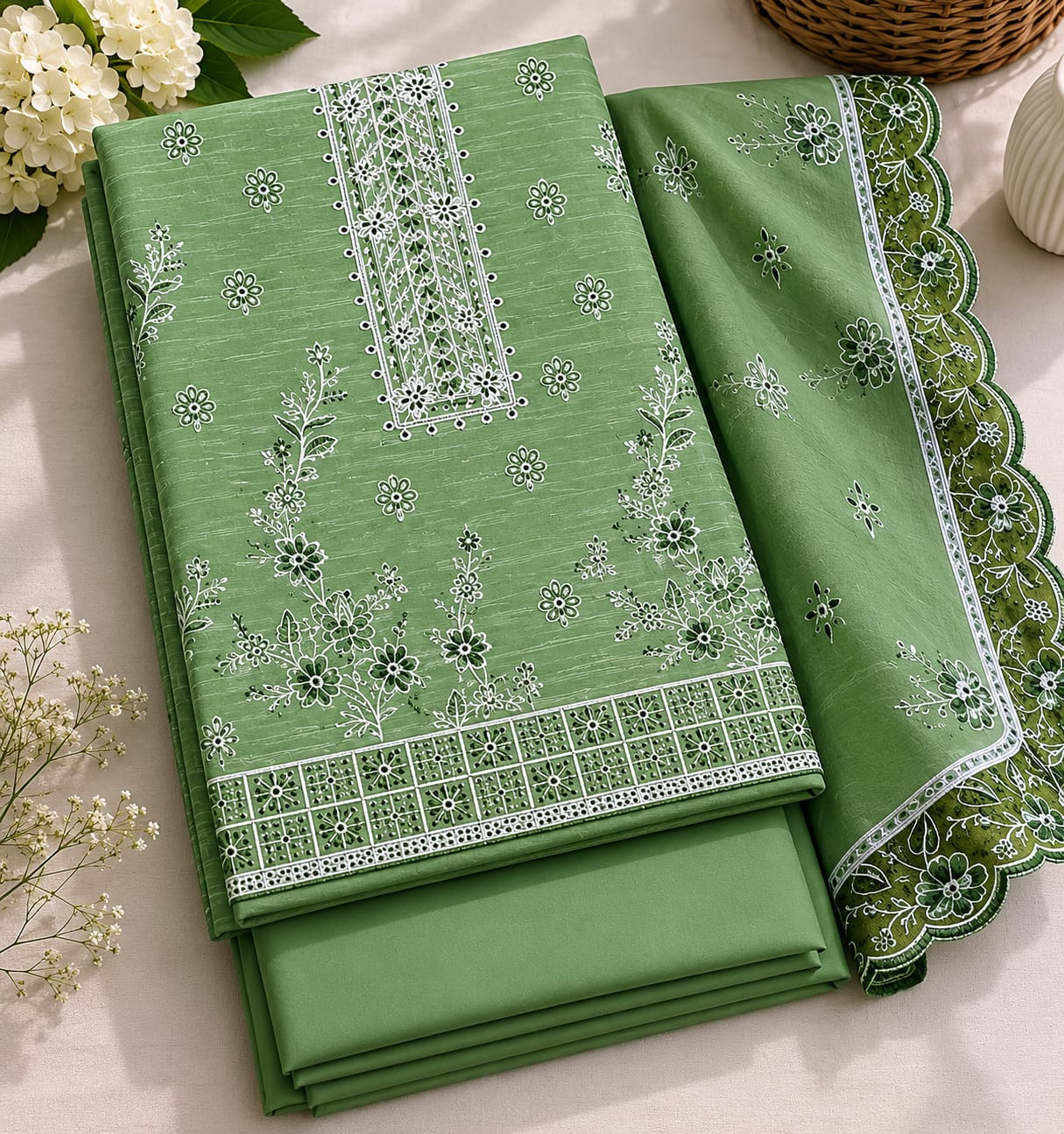 Premium Bara Dora Lawn Embroidered Unstitched Suit – 3 Piece
