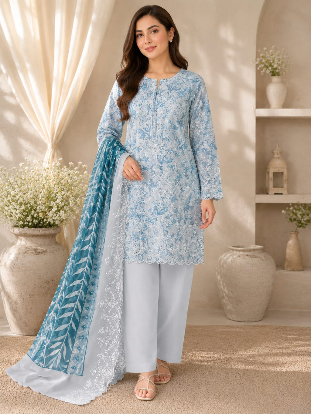Laser Embroidered Lawn Unstitched Suit – Dilruba | 3 Piece