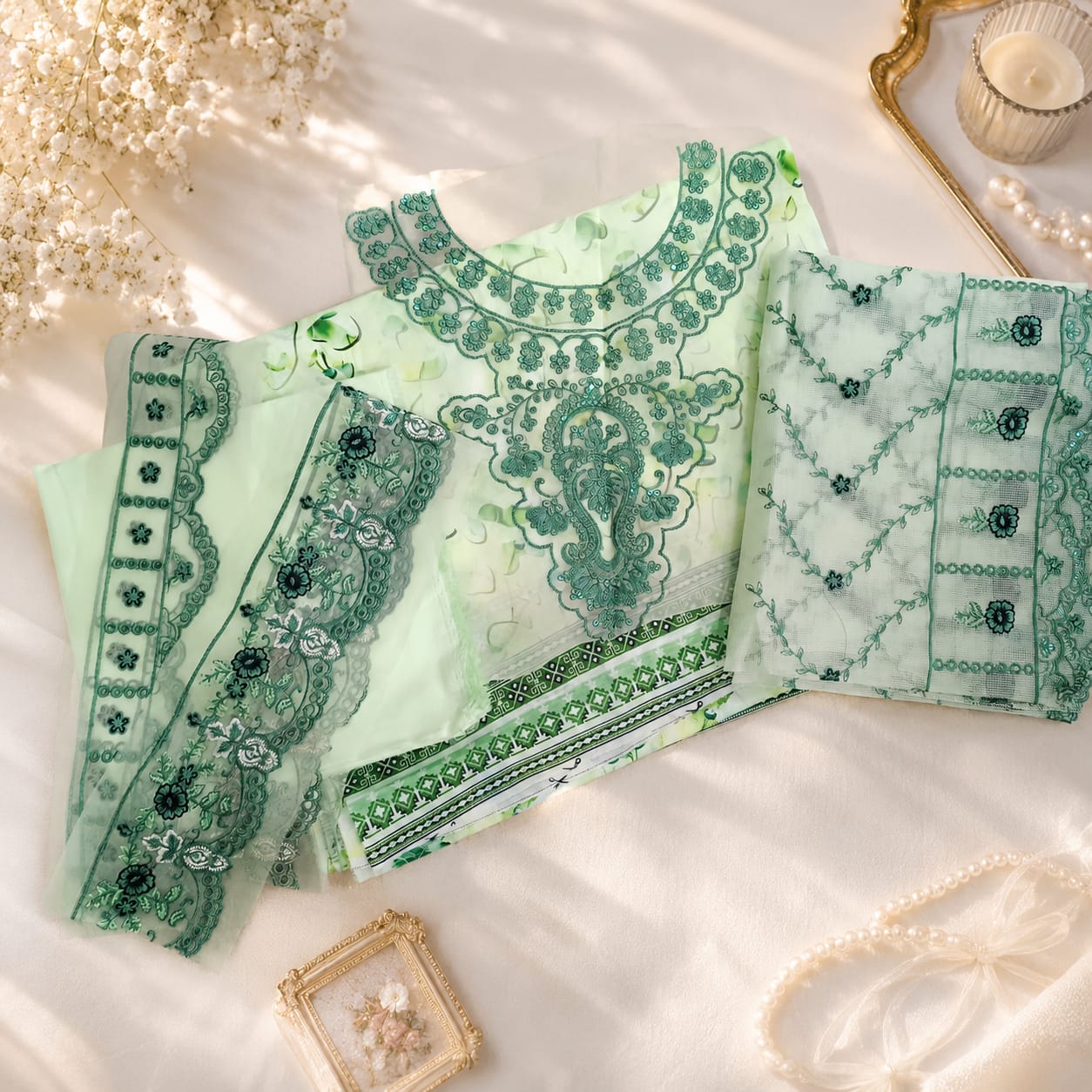 EMBROIDERED LAWN UNSTITCHED SUIT – 3 PIECE