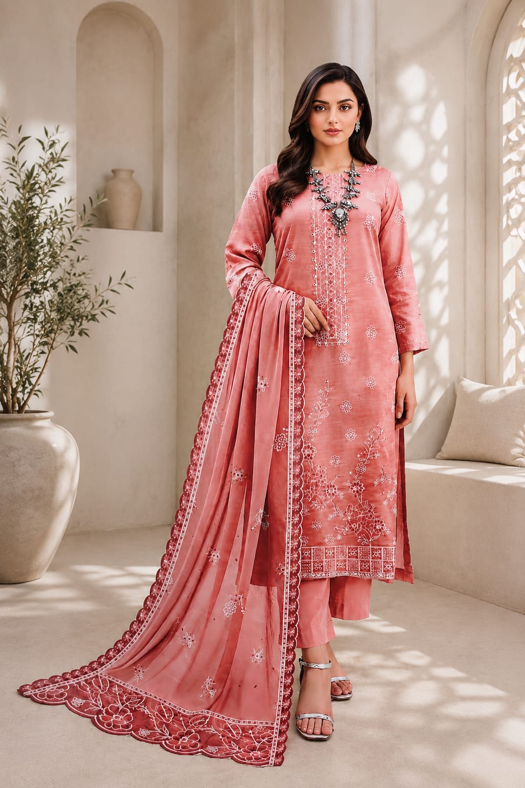 Premium Bara Dora Lawn Embroidered Unstitched Suit – 3 Piece